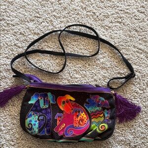 Vintage Colorful Dog Print Crossbody Bag